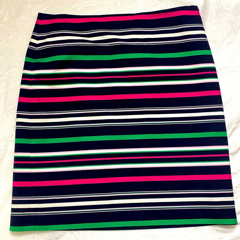 Talbots Fun & Vibrant Stripe Mid-Length Pencil Skirt Fully Lined EUC Size 10